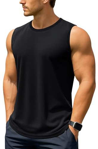 TACVASEN Men's Vest Tops UPF 50+ Cotton Gym Tank Top Sleeveless T Shirts | Breathable Quick Dry Training Vests Summer Cooling Vest