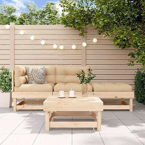 Frdhee Wintergarten Möbel Eckbank,4-TLG. Garten-Lounge-Set mit Kissen Massivholz für Balkon Terrasse Hinterhöfe