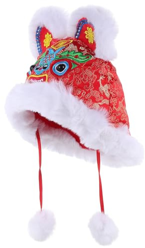 Healifty Chapeau Tigre Chinois Rouge pour Garçon et Filles – Bonnet d'hiver Chaud 1 Pièce, Chapeau de Nouvel an Chinois Brodé, Accessoire Festif pour Fête du Printemps et Déguisement