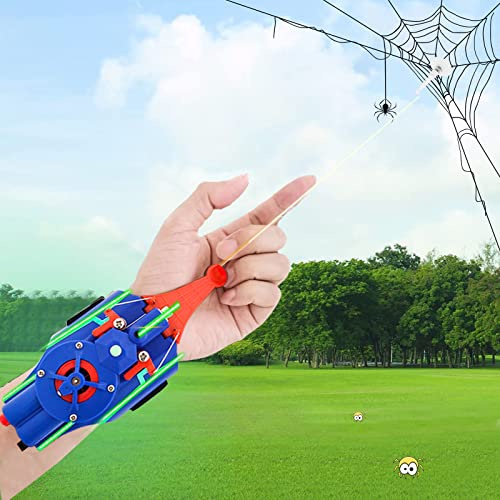 Web-Shooter， Luminous Design,USB Charging 9.8ft Real Rope Launcher,Spider Web Gadgets Toy Cool for Kids(Blue)