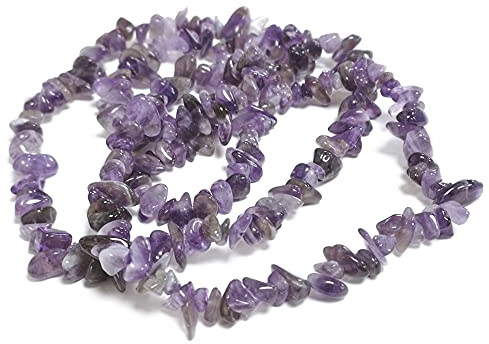 Grade A Natural Amethyst Gemstone Beads - Purple, 5-8mm Smooth Chips - Long Strand of 200+ - Authentic Brazilian Stones for Jewellery Making, 1mm Hole