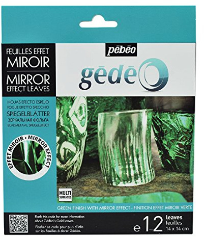 Pebeo 766547 Gedeo Mirror Effect Leaves Adhesive Sheet, Green