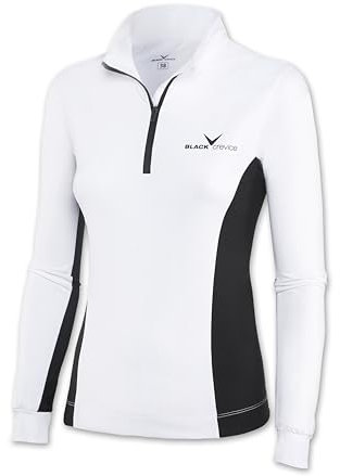 Black Crevice Damen Skirolli Zipper Shirt, zweifarbig, weiß/schwarz/schwarz, 44