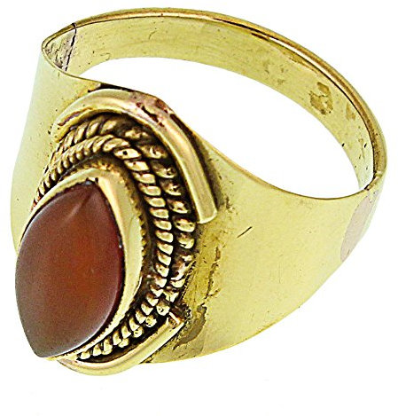 CHICNET Messing Ringe Karneol Mandel Seil Bögen breit antik golden oxidiert nickelfrei Tribal Schmuck 59 (18.8)
