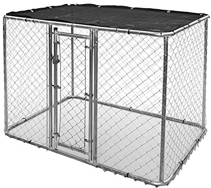 MidWest Homes for Pets - Perrera portátil de malla con protector solar, 1,83 x 1,22 x 1,22 m, modelo K9644, plateado