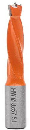 ENT 22084 Dübelbohrer HW, Schaft (S) 10 mm, Durchmesser (D) 8 mm, NL 30 mm, SL 20 mm, L 57,5 mm, Links