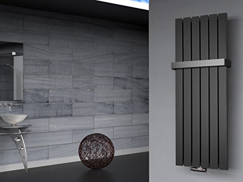 Badheizkörper Design Peking 2 120x47cm 799 Watt anthrazit - moonstone (+1 Halter 50mm) SZAGATO Handtuchwärmer Handtuchtrockner Handtuchhalter Paneelheizkörper vertikal Mittelanschluß