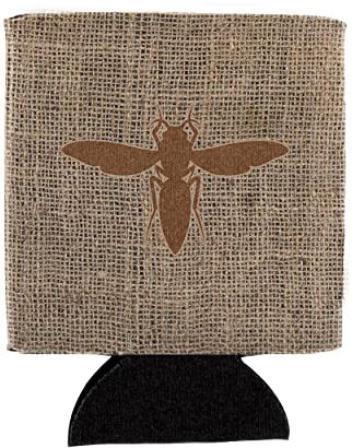 Yellow Jacket Burlap and Brown Can or Bottle Beverage Insulator Hugger