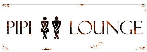 Interluxe Schild aus Metall Türschild PIPI Lounge ROST Toilette Bad WC Deko Shabby Blechschild Metallschild Retro