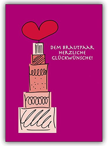 16 Hochzeitskarten (16er Set): Wunderschöne Hochzeitskarte mit Torte: Dem Brautpaar herzliche Glückwünsche! • edle Klappkarte mit Umschlag für Sie gefertigt