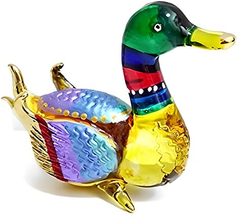 Mr_air_thai_Glass_Blown Miniature Canard en Verre soufflé à la Main Art Figurine Canard Animaux Collection Verre soufflé FBM