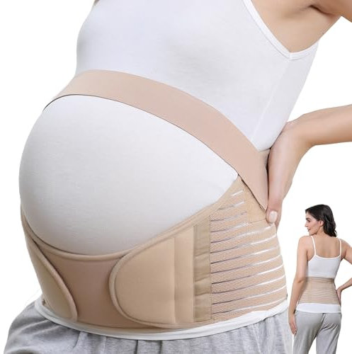 Neotech Care Pregnancy Belly Band, Maternity Belt Support for Back, Abdomen & Pelvis | Pregnancy Must Have for Pregnant Women (Size XL, Beige Color)