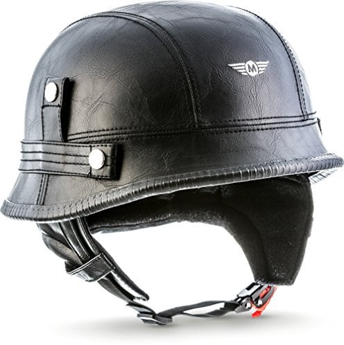 MOTO Helmets® D33 „Leather Black“ · Brain-Cap · Halbschale Jet-Helm Motorrad-Helm Roller-Helm Scooter-Helm Bobber Mofa-Helm Chopper Retro Cruiser Vintage Pilot · Schnellverschluss Tasche M (57-58cm)
