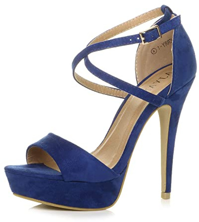 AJVANI Womens ladies platform high heel peep toe cross over strappy sandals shoes size