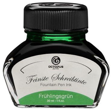 Octopus Fluids Füllhaltertinte im Tintenglas, Schreibtinte für Füllhalter, Füllertinte in Frühlingsgrün 30ml im Tintenfass, Kalligraphie Tinte