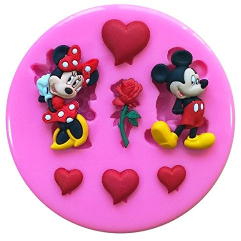 Mickey Mouse Loves Minnie Mouse - Molde de silicona para decoración de pasteles, cupcakes, glaseado, herramienta de azúcar Fairie Blessings