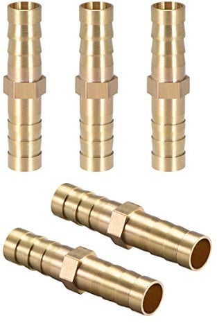 sourcing map 5Stk Messing Schlauchanschluß ger. Verbinder Luft Wasser Kraftstoff Boot 8mm
