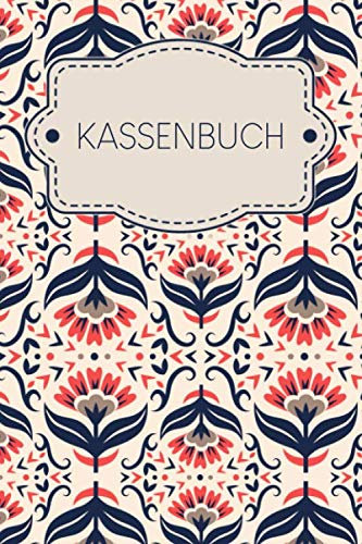 Kassenbuch: Haushaltsbuch zum Ausfüllen mit praktischer monatlicher Bilanz | Motiv: Skandinavisch Rot-Blau