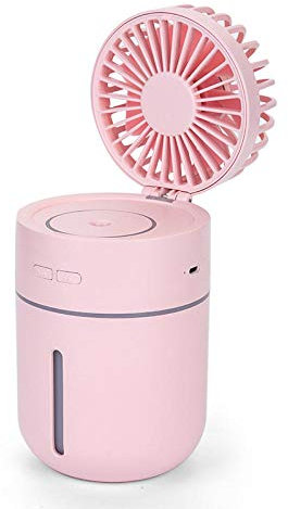 Geekcook Ventilateur USB,Humidificateur à Ventilateur Mini-purificateur d'air de Voiture 2 en 1 Humidificateur Rechargeable à veilleuse USB-Rose