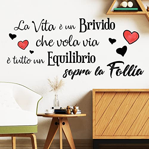 Adesivi Murali Frasi la Vita è un brivido che vola via citazione wallstickers frase Adesivi da Muro Wall Sticker follia decorazione interni da parete casa scritte adesive per pareti in italiano
