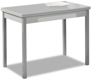 ASTIMESA Mesa de Cocina con Alas de Cristal Gris 100x60 cms