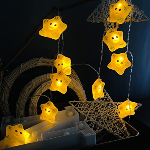 Riaxuebiy Süße Engel Nachtlichter Sterne Lichterketten Beten Engel und Sterne Lichterketten Batteriebetrieben für Weihnachten Schlafzimmer Geburtstag Weihnachten Urlaub Decortion (1.65M10LED, Stern)