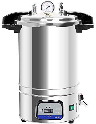 hzexun 220V12-24L Sterilizzatore a vapore portatile ad alta pressione con display digitale Doppia scala 304 in acciaio inossidabile per uso alimentare ad alta temperatura (Digital version,12L)