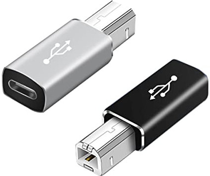 chenyang 2 unidades USB C a conector de impresora USB C hembra a MIDI USB 2.0 tipo B macho adaptador para lectrónica, instrumentos musicales, teclado midi, teléfono, tableta