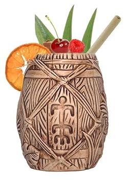 Mixcompany Plantation Rum Tiki Mug - Tiki Becher Tonbecher für Rumtrinker Cocktailglas tropisches Design