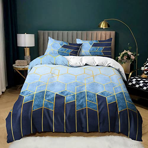 huitutu Gestreifte Bettwäsche 135x200cm Blau Geometrisch Bettbezug Set Microfaser Bettdeckenbezug Streifen Muster Modern Deckenbezug Bettwaesche +1 Kissenbezüge 80 x 80 cm
