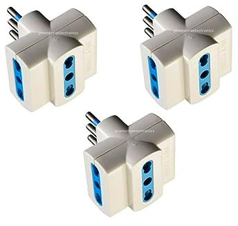 Set 3 spina tripla spina piccola 10A prese bivalenti 10 / 16A bianca 1500W marchio CE