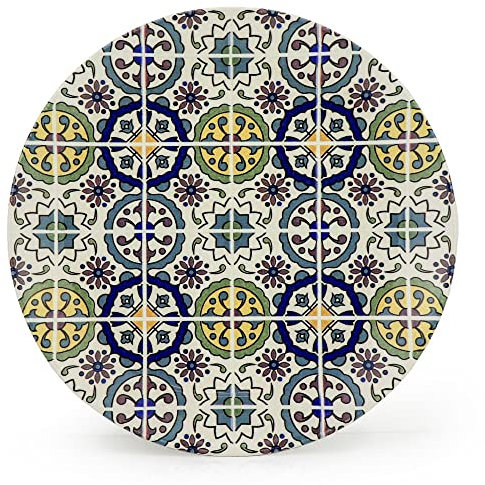 Oriental porcelain plate, Sahara round, diameter 20 cm, yellow-blue, colourful dinner plate, dishwasher-safe, microwave-safe, dessert, breakfast plate, flat cake plate, salad plate