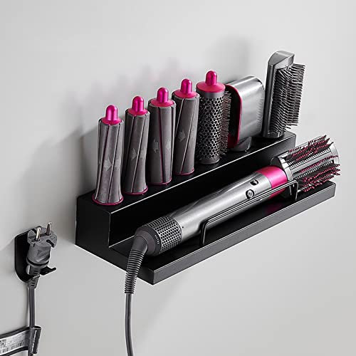DYOUen Wandhalterung Curling Halter Organizer Stand Lagerregal für Dyson Airwrap, Edelstahl ohne Stanzen Aufbewahrungshalter (Stil 1)