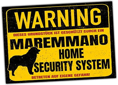 Maremmano Abruzzese Schild Warning Security System Türschild Hundeschild Warnschild Hund Achtung