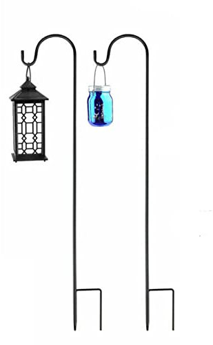 WMLBK Shepherds Crook Hooks, Metal Black Stake Stand Hangers Garden 3 Section Stitching Hooks Bird Feeder Poles for Garden Plant Lights Weddings Flower Ball Plant Baskets Lantern (90cm)