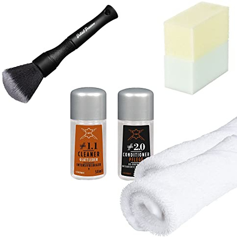Detail Passion Bundle Lederpflege Set Reinigungs- und Pflegeset 50ml + 2 Baumwolltücher + Pinsel