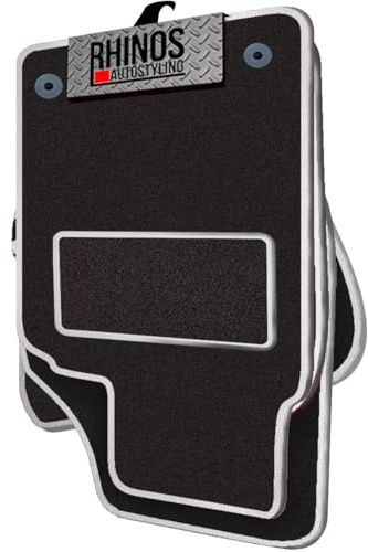 Tailored For VAUXHALL CORSA F ULTIMATE (2020 ONWARDS) - Non Slip, Complete Carpet Car Floor Mats, All Weather, Anti-Slip Backing, Easy to Clean - Black Mat + White Leather Edging