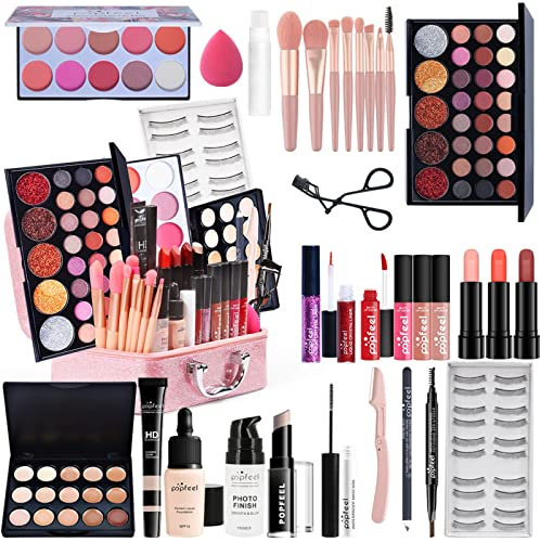 Professionelles Make-up Sets, MKNZOME Schminkkoffer Schminke Set Damen Schminkset Makeup Paletten Kosmetik Lidschatten Lipgloss Geburtstags Weihnachten Geschenkset