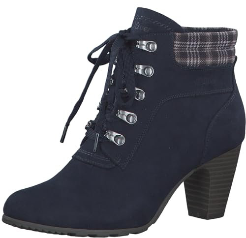 s.Oliver Botines de tacón para mujer con cordones para invierno, azul marino, 41 EU