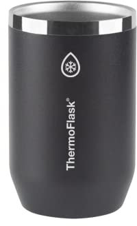 ThermoFlask Enfriador de latas estándar, taza térmica 2 en 1, enfriador de latas de acero inoxidable duradero con base antideslizante, apto para lavavajillas, 12 onzas, negro azabache