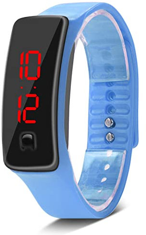 Montre Numérique LED pour Femme, Bracelet en Silicone, Montre de Sport Numérique, Cadran 12 Heures, Affichage électronique, Montre-Bracelet pour Homme, Femme, Adolescent, étudiant. (Bleu d'eau)