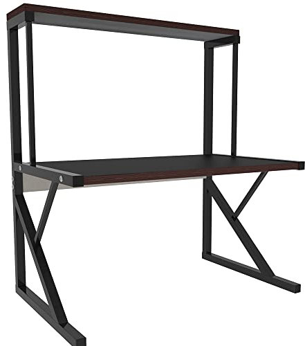 Drumm Étagère de Cuisine,Étagère de Rangement,Organisateur de Cuisine sur Pieds pour Micro-Ondes Étagère métallique en Bois et Acier, avec 3 tablettes,Noir