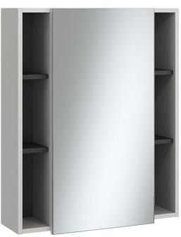 Vicco Armoire de Toilette Gerta, Gris/Noir, 65 x 80 cm avec Porte et Compartiments Ouverts