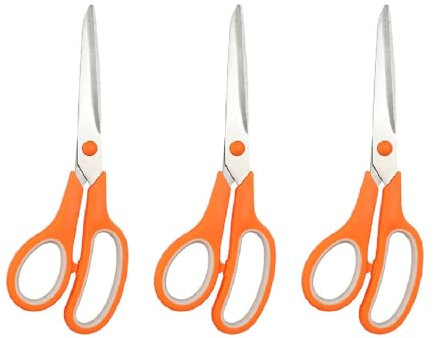3 Stück Büroscheren, 21,6 cm, Edelstahl, Papierschneiden, Nähen, Stoff, Bastelschere mit scharfen Klingen für DIY handgefertigte Kunsthandwerk (Orange)