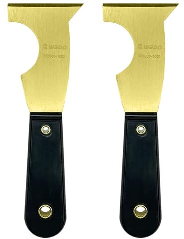 WEDO 2pcs Messing Puttmesser Set, 64mm Lackkratzmesser mit Bakelit Griff, 5-in-1 Messing Multi-Tool, Drywall Messer, Schaber Werkzeug für Gips Schaben Drywall Finishing, 200mm Länge