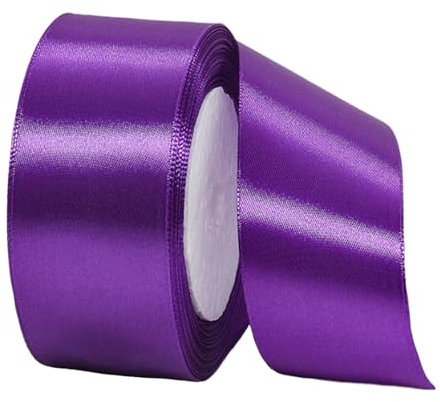 Nastro di Raso 40mm Viola, 22 Metri Nastro Doppio Raso per Artigianato, Natale, Decorazioni, Confezioni Regalo, Feste di Compleanno, Matrimoni, Bomboniere ﻿