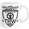 Trendation Keramik Tasse, 325 ml, Weiß, THW Outfit, Geschenk für Frauen, Erwachsene, Zuhause, Wiederverwendbar, Spülmaschinenfest