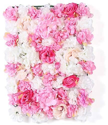 Akuoyiexemye 8/12/15/20-Stücke Künstliche Blumenwand Panel 60×40cm, DIY Seidenblumen Kunstblumen Rose+ Hortensie+ Dahlie für Hochzeit Dekor Party Hintergrund (12)
