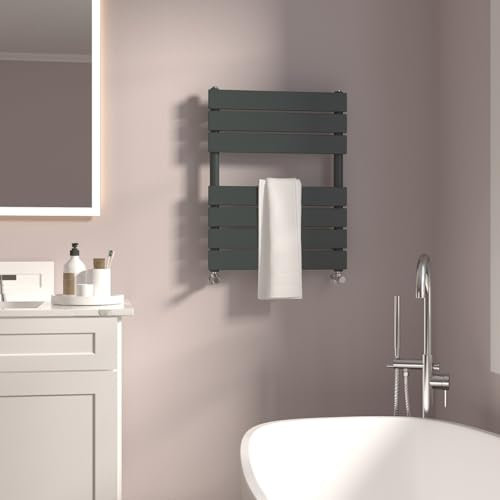 GY Bath Radiador de baño antracita de 650 x 500 mm, toallero de panel plano, diseño moderno