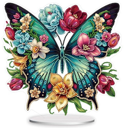 DISDADA DIY 5D Diamond Painting Schmetterling Aufsteller, Diamant Malerei Tischdeko Kunst Set, für AnfäNger Hausgeschenk Familie Deko Geschenk (Schmetterling)